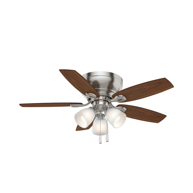 Casablanca Durant 3 Light Low Profile 44 Inch Ceiling Fan - Brushed Nickel/Walnut