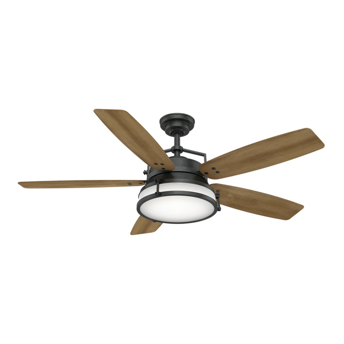 Casablanca Caneel Bay Outdoor 56 inch Ceiling Fan with LED Light- Aged Steel/White Washed Oak