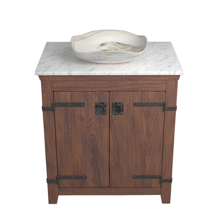 Native Trails Americana 30" Vanity with No Faucet Hole - Carrara Top - Lido Sink - Abalone