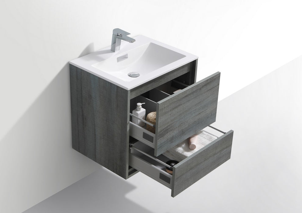 KubeBath DeLusso 24" Wall Mount Modern Bathroom Vanity