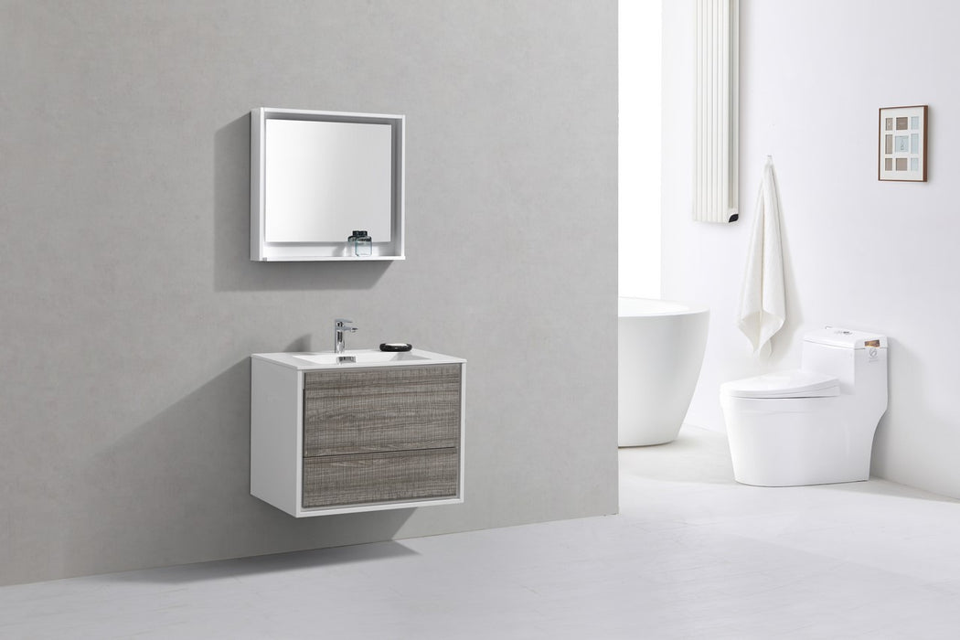 KubeBath DeLusso 30" Wall Mount Modern Bathroom Vanity