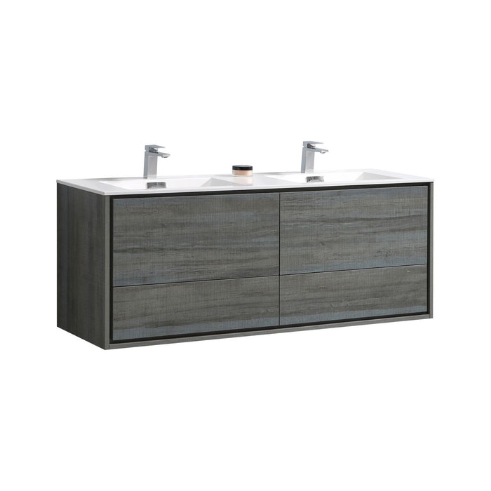 KubeBath DeLusso 60" Double Sink Wall Mount Modern Bathroom Vanity