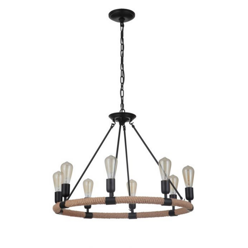 Craftmade Dillon 8 Light Chandelier in Flat Black - 51728-FB