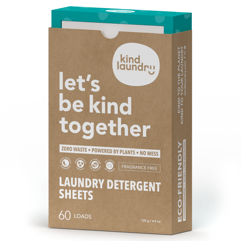 Kind Laundry Eco-Friendly Laundry Detergent Sheets 60 sheets, Fragrance Free