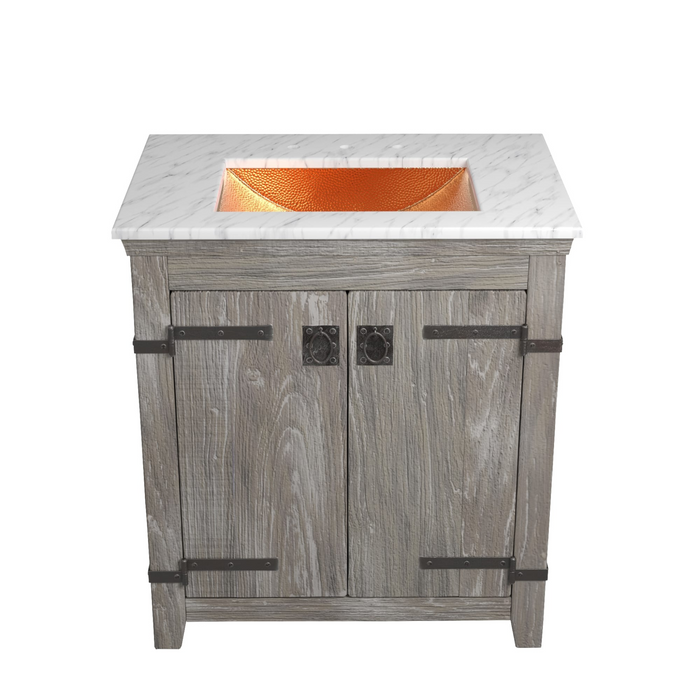 Native Trails Americana 30" Vanity with 3 Faucet Hole Carrara Top - Avila Sink - Polished Copper