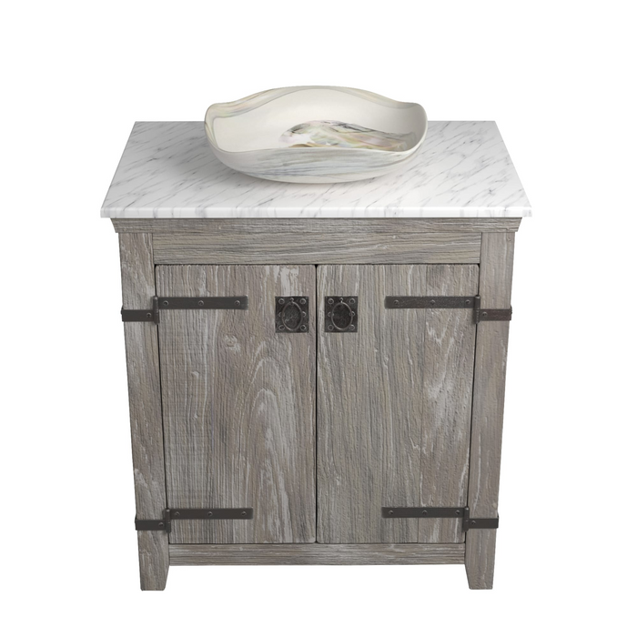 Native Trails Americana 30" Vanity with Single Faucet Hole Carrara Top - Lido Sink - Abalone