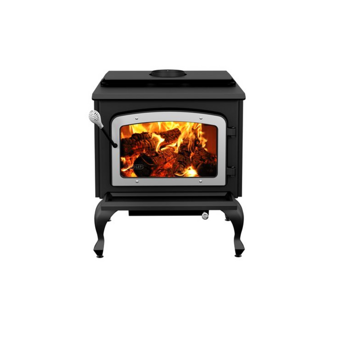Drolet DB03112 Escape 1800 Wood Burning Stove On Legs - Brushed Nickel Door