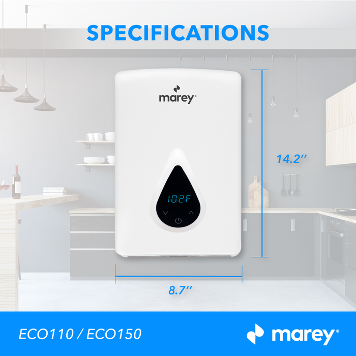Marey ECO150 Self-Modulating Multiple Points of Use Tankless Electric Water Heater