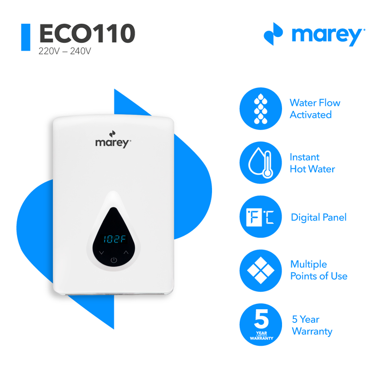 Marey ECO110 Self-Modulating Point of Use Tankless Electric Water Heater