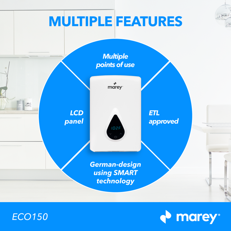 Marey ECO150 Self-Modulating Multiple Points of Use Tankless Electric Water Heater