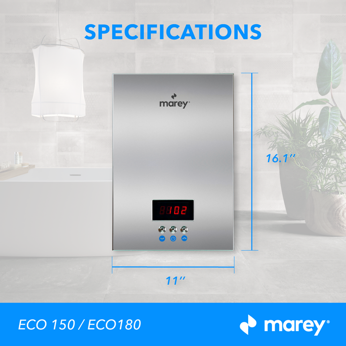 MAREY 220V Eco 27Kw 6.5-GPM Tankless Electric Water Heater at