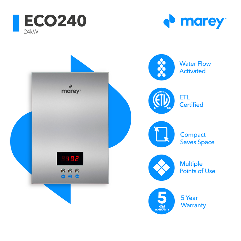 Marey ECO240 Self-Modulating Multiple Points of Use Tankless Electric Water Heater