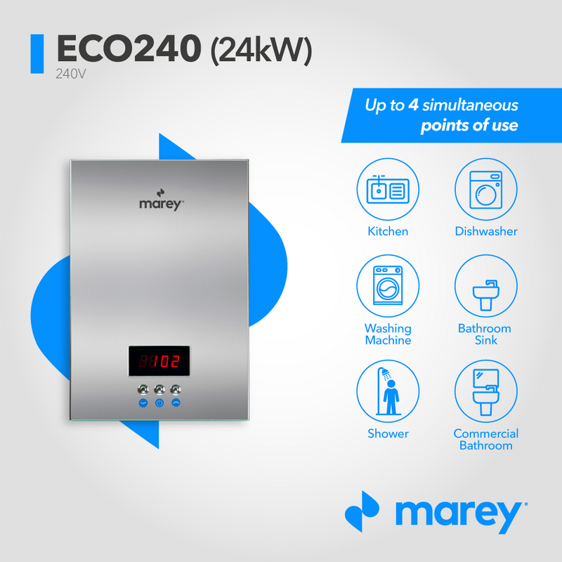 Marey ECO240 Self-Modulating Multiple Points of Use Tankless Electric Water Heater