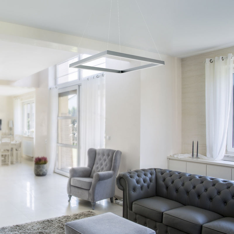 VONN Atria 20" VMC31620AL Modern Square LED Chandelier with Adjustable Suspension in Silver