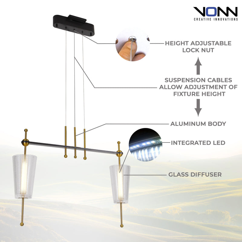 VONN Artisan Toscana VAP2102AB Integrated LED Linear Pendant Light