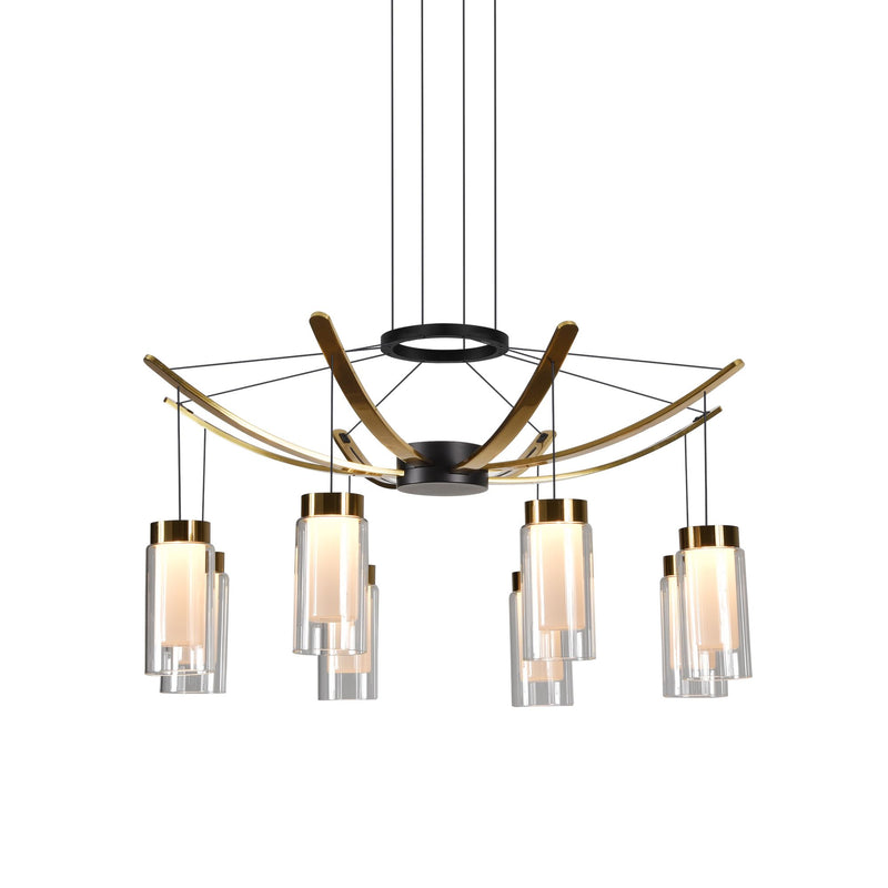VONN Genoa 24" VAC3118BL Integrated LED Chandelier with 8 Glass Shades in Black