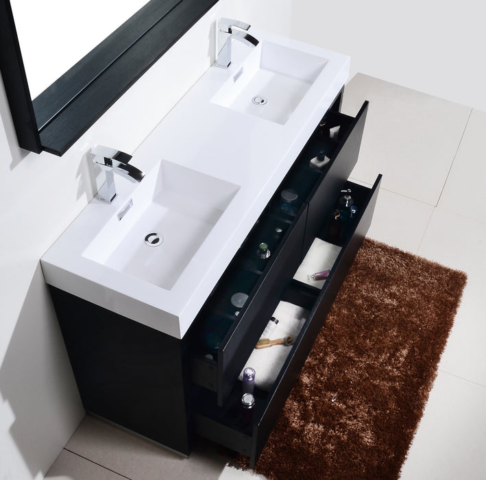 KubeBath Bliss 60" Double Sink Free Standing Modern Bathroom Vanity