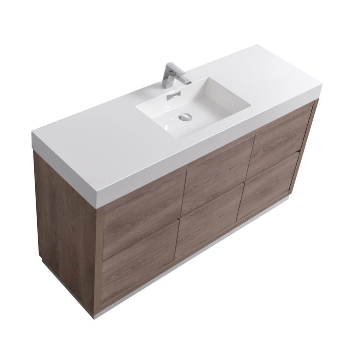 KubeBath Bliss 60" Single Sink Free Standing Modern Bathroom Vanity