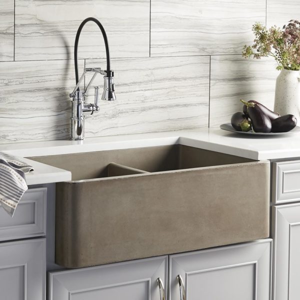 Native Trails Farmhouse Double Bowl 33-Inch NativeStone Apron Front Kitchen Sink