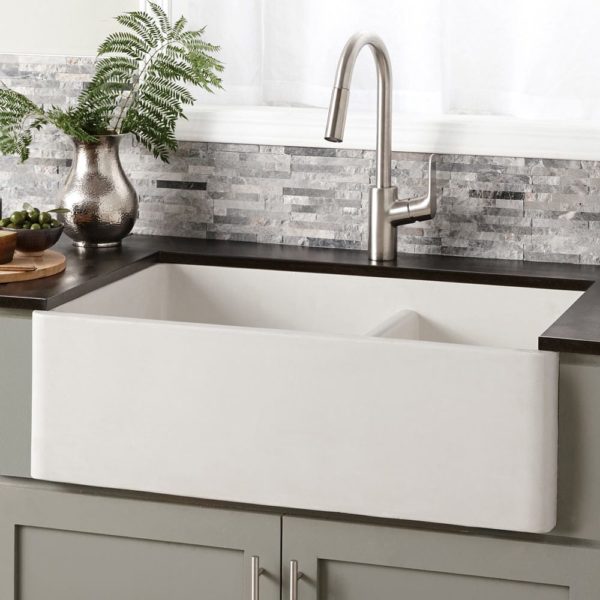 Native Trails Farmhouse Double Bowl 33-Inch NativeStone Apron Front Kitchen Sink