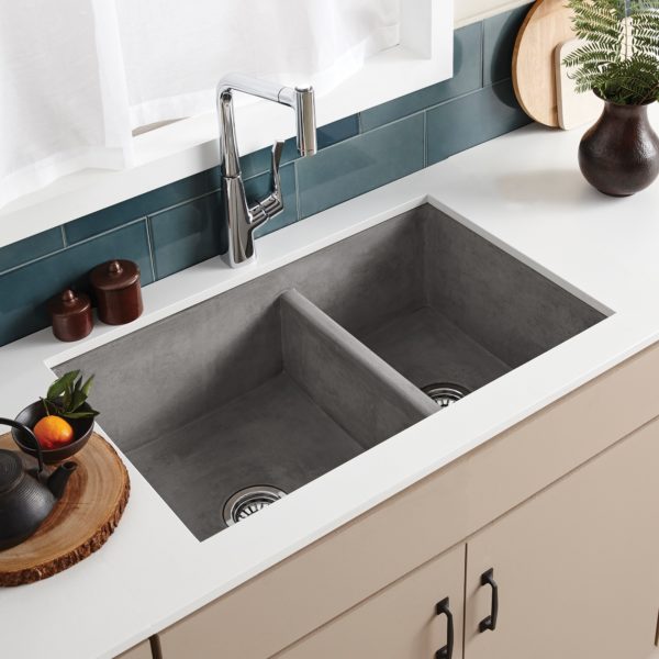 Native Trails Farmhouse Double Bowl 33-Inch NativeStone Apron Front Kitchen Sink