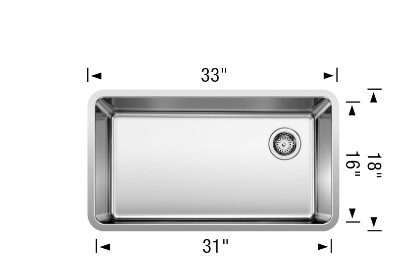 Blanco Formera 33" XL Super Single Bowl - Stainless Steel