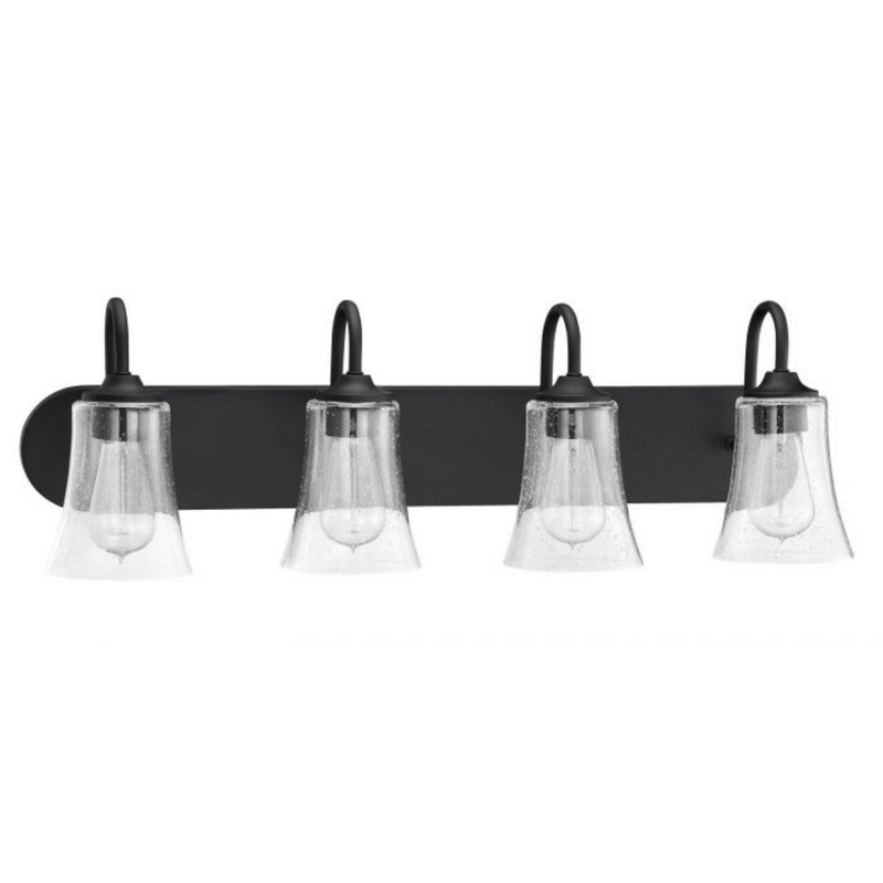 Craftmade Gwyneth 4 Light Vanity in Flat Black -  Clear Seeded Glass