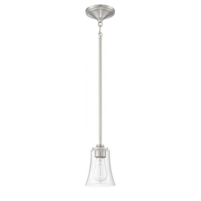 Craftmade Gwyneth 1 Light Mini Pendant Lamp in Brushed Polished Nickel - Clear Seeded Glass