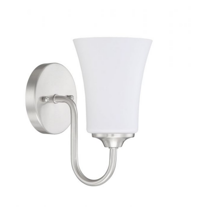 Craftmade Gwyneth 1 Light Wall Sconce in Brushed Polished Nickel- White Frost Glass