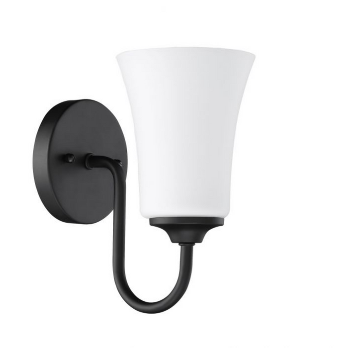 Craftmade Gwyneth 1 Light Wall Sconce in Flat Black- White Frost Glass