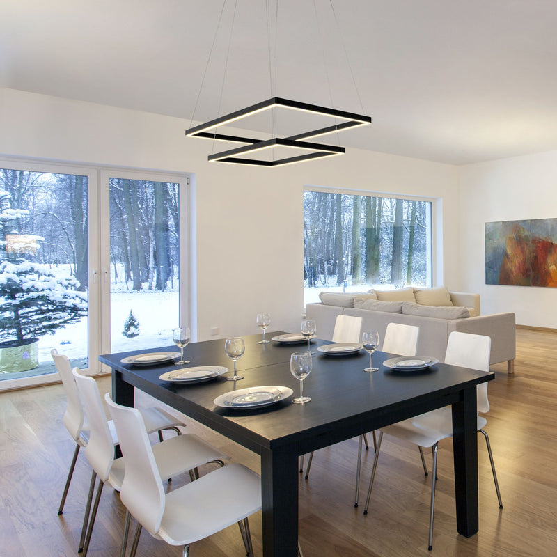 VONN Atria Duo 29" VMC31710BL Modern Two-Tier LED Chandelier with Adjustable Suspension in Black