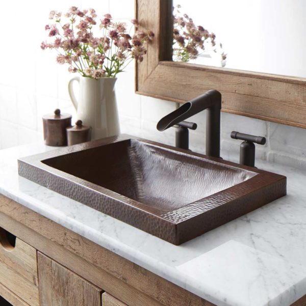 Native Trails Hana Hand Hammered Copper Drop-in Bathroom Sink