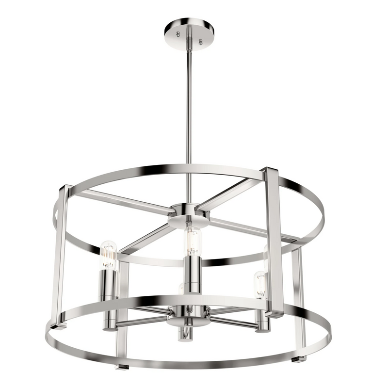 Hunter Astwood 6 Light Linear Chandelier in Polished Nickel
