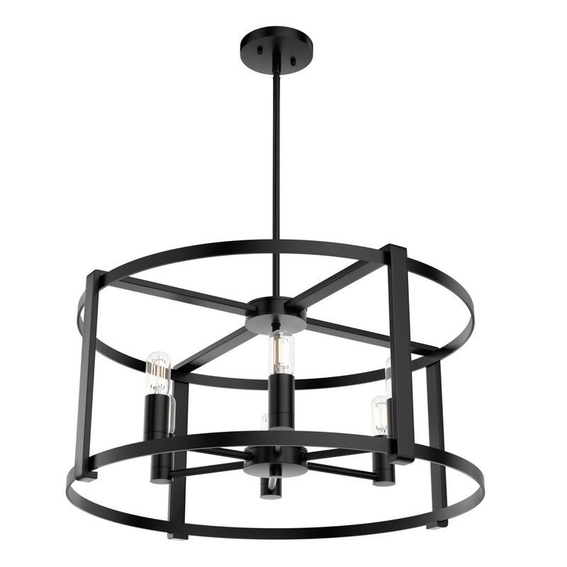 Hunter Astwood 6 Light Linear Chandelier in Matte Black