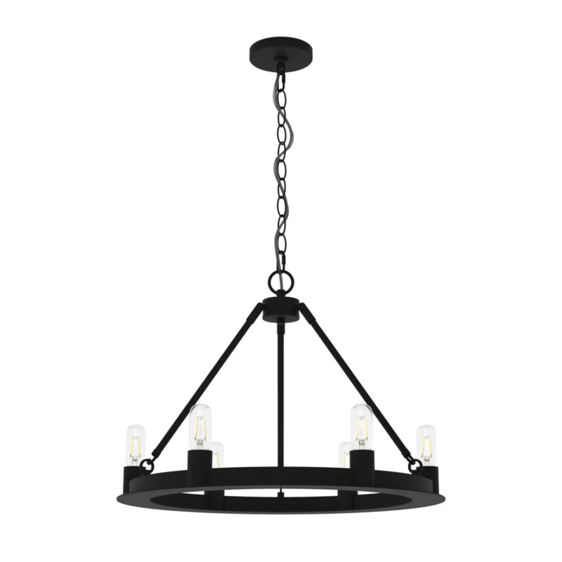 Hunter Saddlewood 6 Light Chandelier in Natural Iron