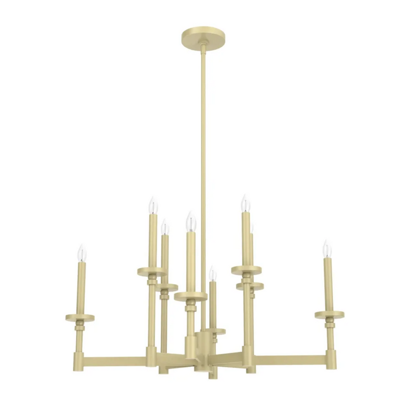 Hunter Briargrove 2-Tier 8 Light Chandelier in Modern Brass