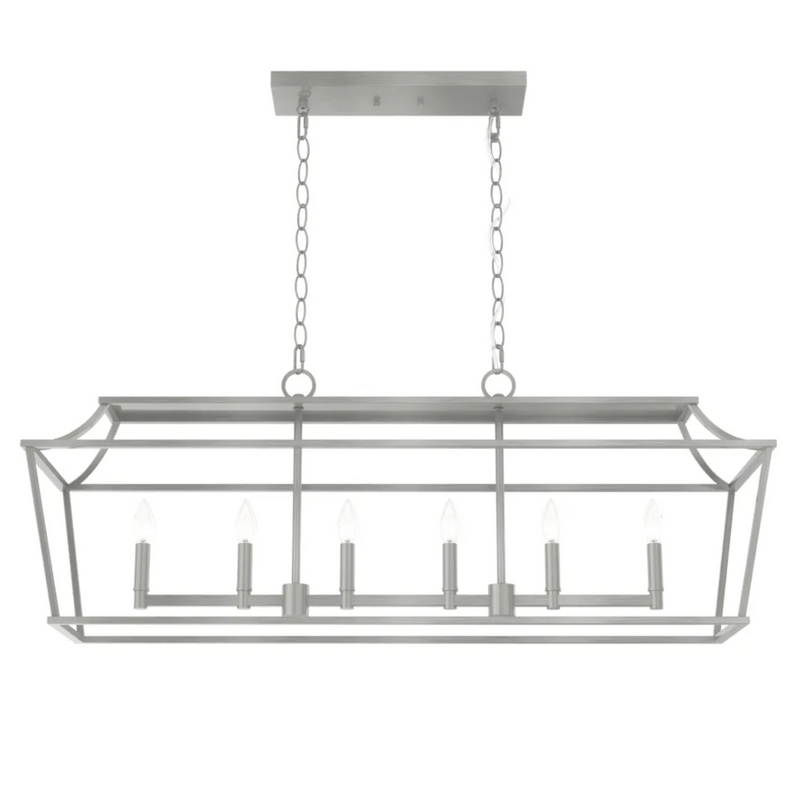 Hunter Laurel Ridge 6 Light Linear Chandelier in Brushed Nickel