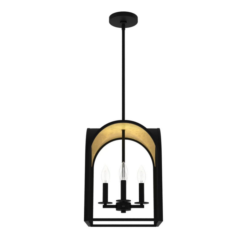 Hunter Dukestown 4 Light Lantern 12 Inch Pendant in Natural Iron with Gold Leaf