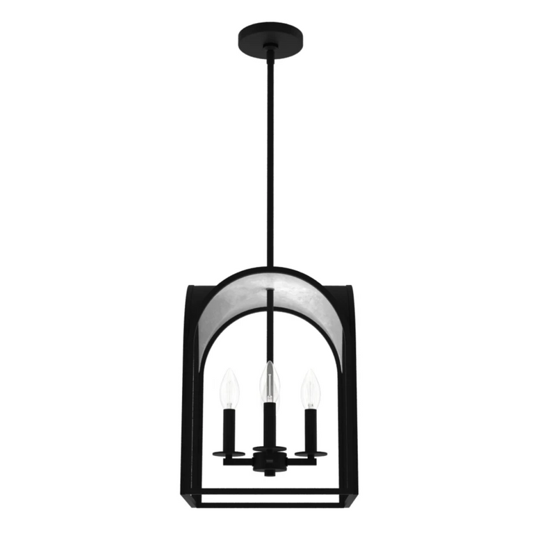 Hunter Dukestown 4 Light Lantern 12 Inch Pendant in Natural Iron with Silver Leaf