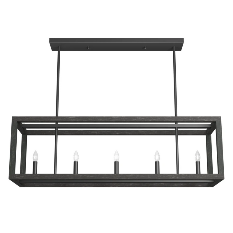 Hunter Squire Manor 5 Light Linear Chandelier in Matte Black/Dark Ash