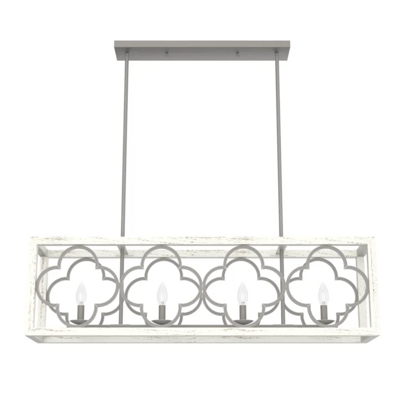 Hunter Gablecrest 4 Light Linear Chandelier in Painted Concrete