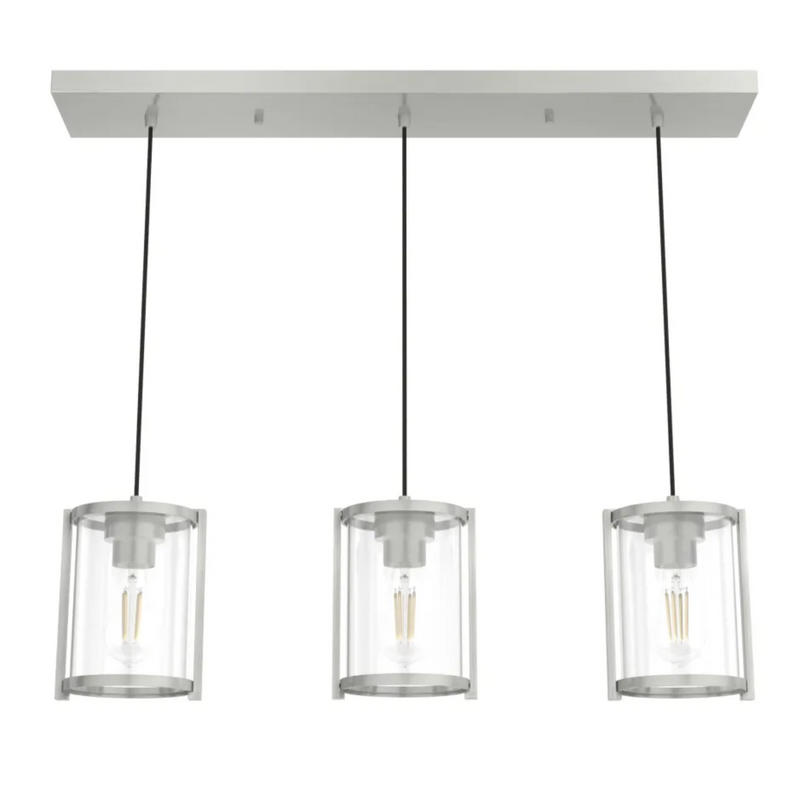Hunter Astwood 3 Light Linear Chandelier in Brushed Nickel