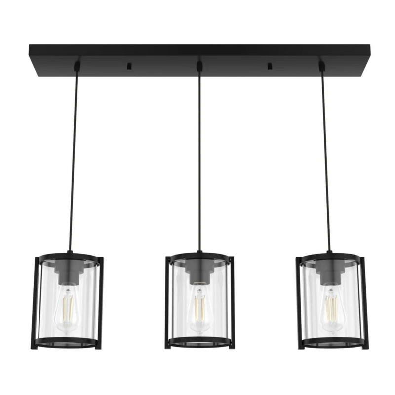 Hunter Astwood 3 Light Linear Chandelier in Matte Black