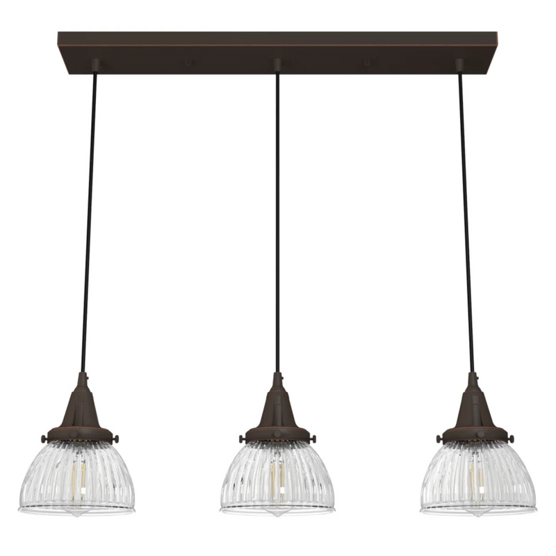 Hunter Cypress Grove 3 Light Linear Chandelier in Onyx Bengal