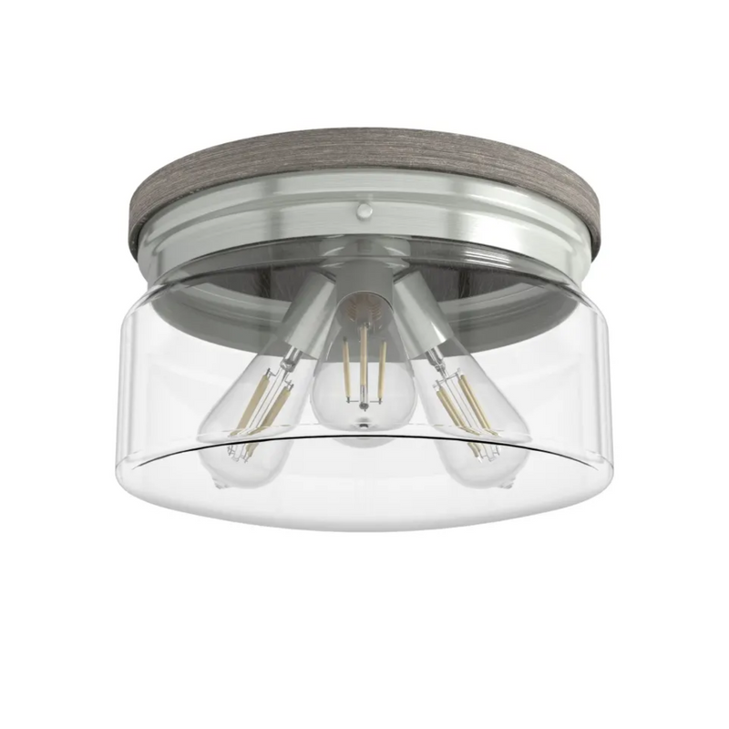 Hunter Devon Park 3 Light Flush Mount in Brushed Nickel