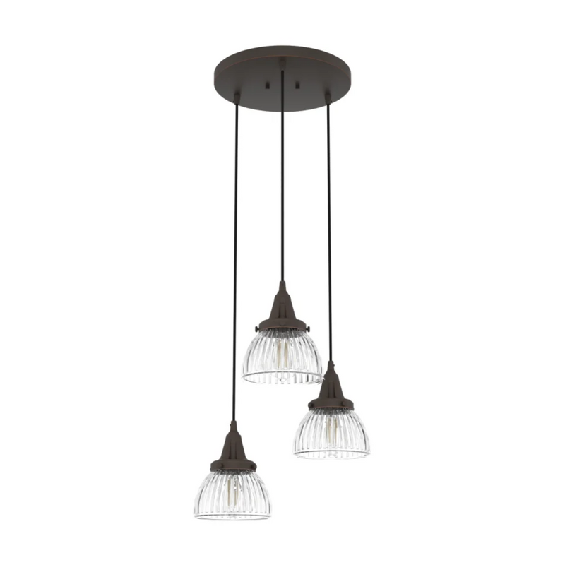 Hunter Cypress Grove 3 Light Round Chandelier in Onyx Bengal