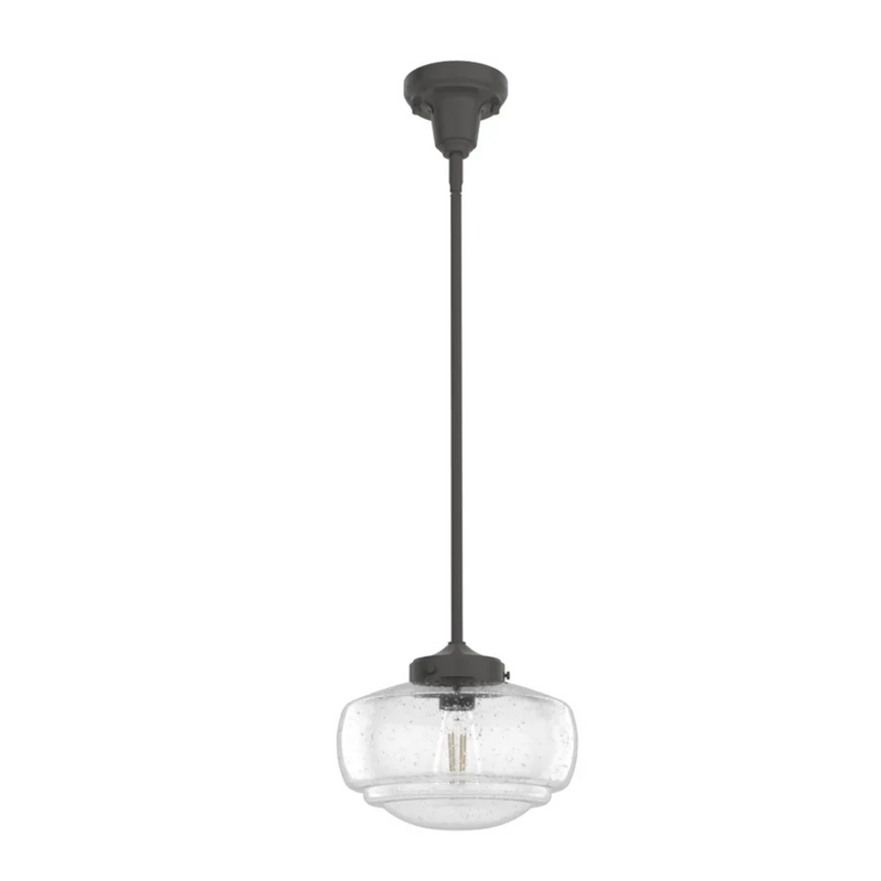 Hunter Saddle Creek 1 Light Mini Pendant in Noble Bronze with Clear Seeded Glass
