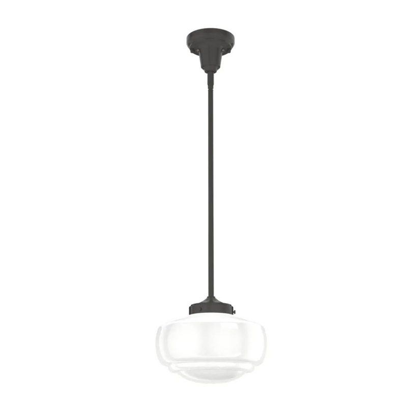 Hunter Saddle Creek 1 Light Mini Pendant in Noble Bronze with Cased White Glass