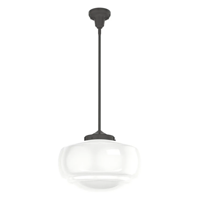 Hunter Saddle Creek 1 Light Large Pendant in Noble Bronze with Cased White Glass