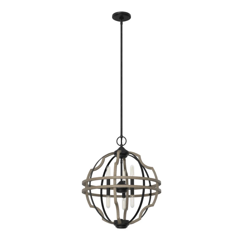 Hunter Stone Creek 6 Light 19 Inch Pendant - French Oak/Rustic Iron